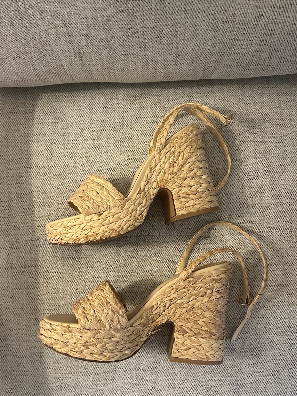 Mango Raffia Platform Heels 38 - Picture 8 of 9